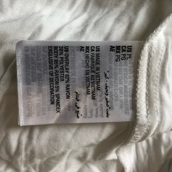 JM Collection Women's Blouse Embroidered Beaded Tassel V-Neck White Petite Large - Picture 6 of 11